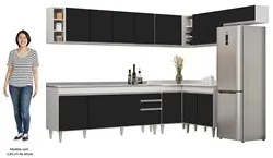 Armário de Cozinha Modulado de Canto 8 Peças CP27 com Pia Inox Branco/