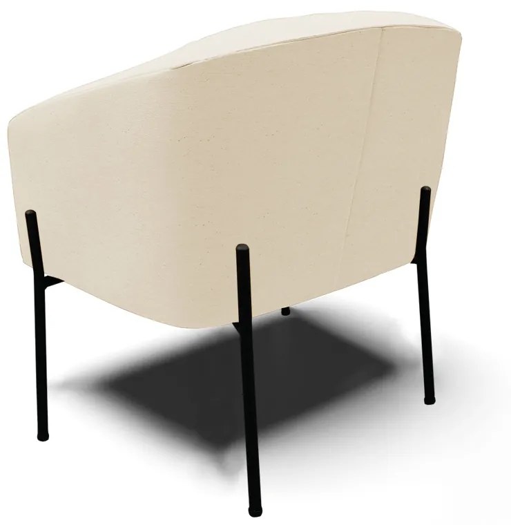 Poltrona Sala Decorativa Pé de Ferro Preto Kit 2 Stella Linho Bege D03 - D'Rossi