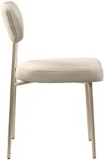 Cadeira Jantar Estofada Pé Metal Rosê Lavy Boucle Bege S08  - Mpozenat