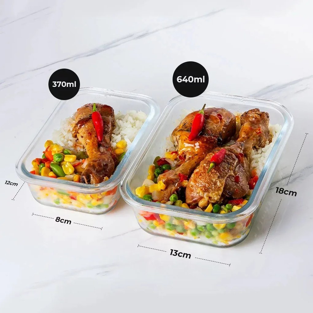 Kits de Potes de Vidro Tampa Click - 640 ml