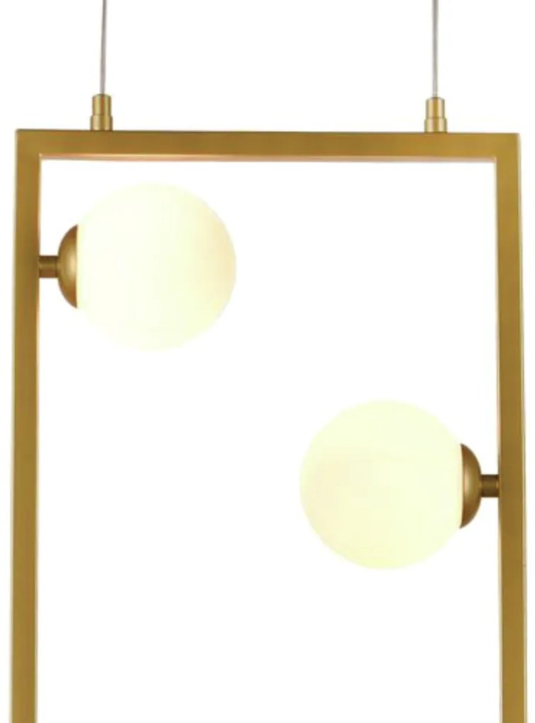 Pendente Balanço 60X30Cm 3Xg9 Retangular Vertical Metal Dourado Vidro...
