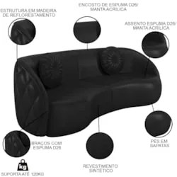 Sofá Decorativo 3 Lugares 240cm com Almofadas e Poltrona Zion Z32 Sint
