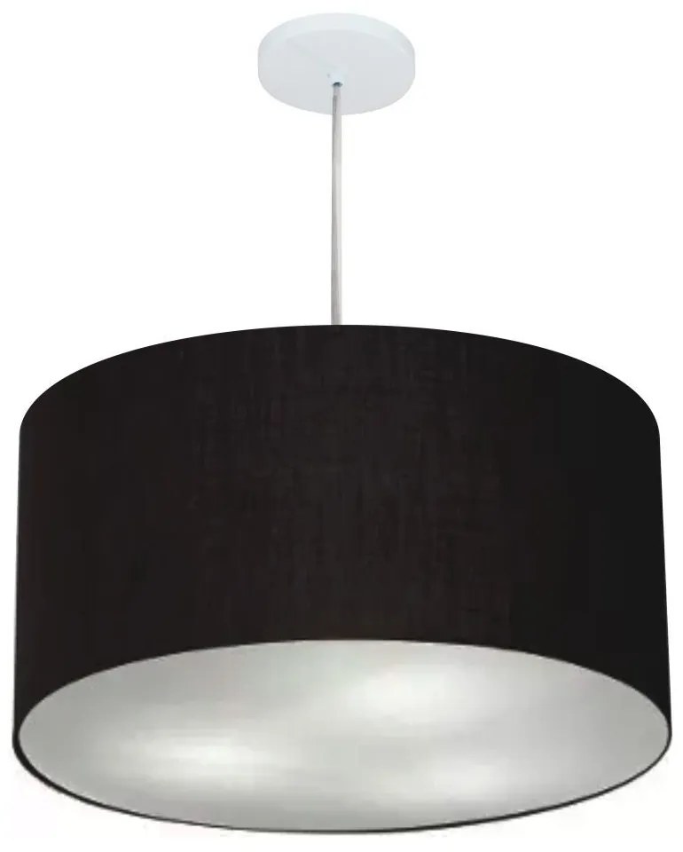 Lustre Pendente Cilíndrico Md-4215 Cúpula em Tecido 55x30cm Preto - Bivolt