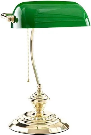 Abajur Metal E Vidro Verde Banker 39Cm X Ø27.5Cm