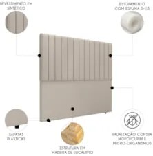 Cabeceira Cama Box Queen 160cm Estofada Plutus Sintético Bege Z04 - Mp