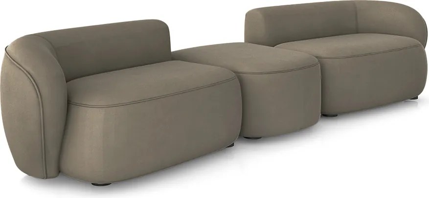 Sofá Versátil Sala de Estar Egito 342cm Modulado Veludo Marrom G52 - Gran Belo