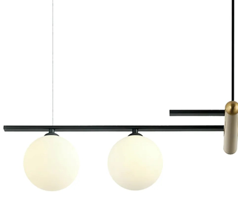 Pendente Bambu Metal Preto E Bronze Vidro Branco 23X98X16,5Cm 4Xg9 | B...