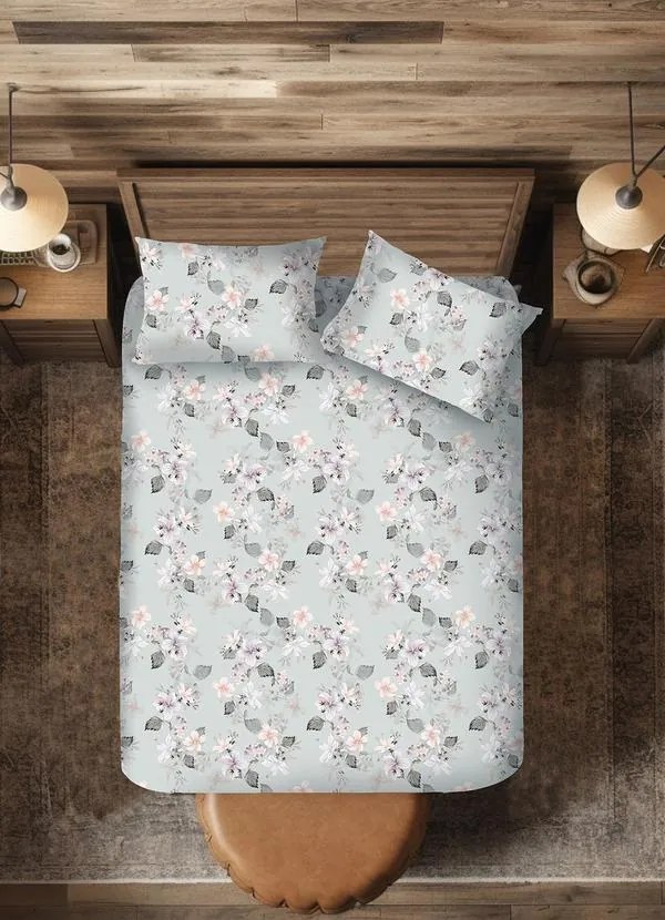 Jogo de Cama Floral Verde Casal 3 Peças