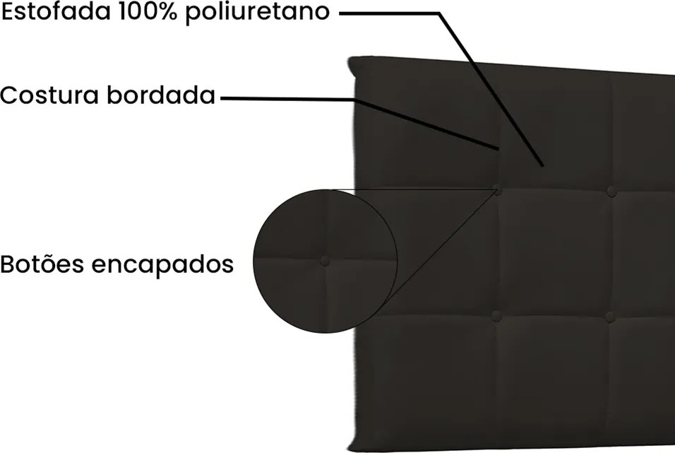 Painel Verona Para Cama Box Queen 160 cm Corino S04 - D'Rossi - Marrom