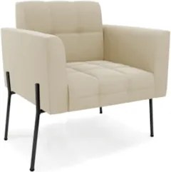 Poltrona Para Sala Pé Metal Preto Kit 2 Ana Suede Bege - Ibiza