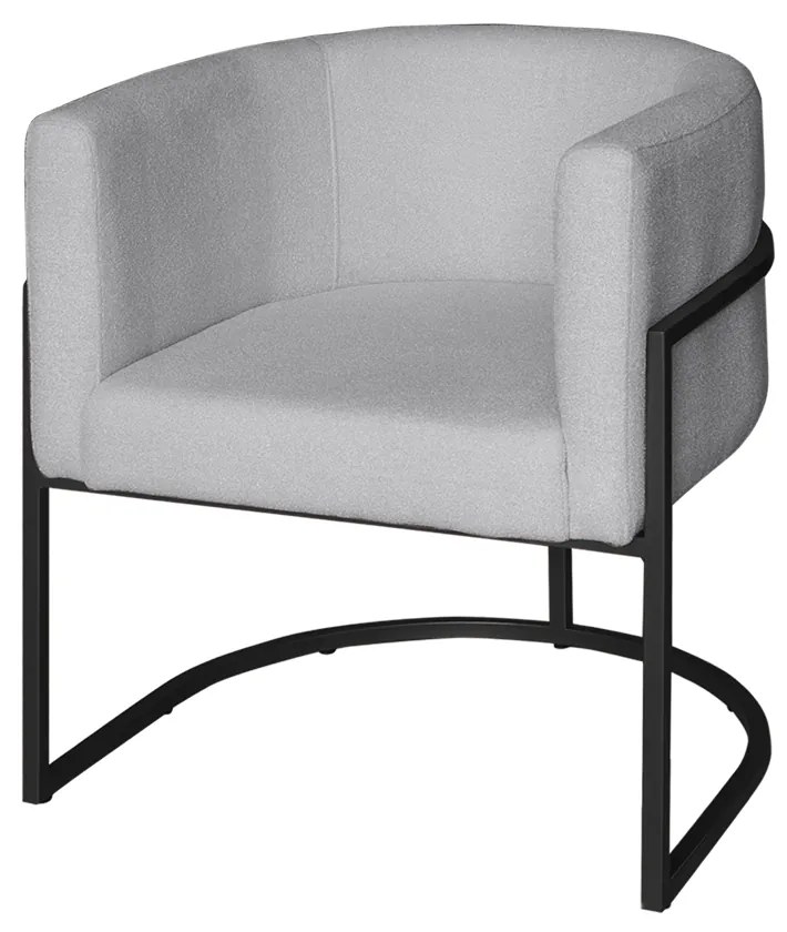 Poltrona Base Industrial Preto Sala de Estar Lety Veludo - Prata