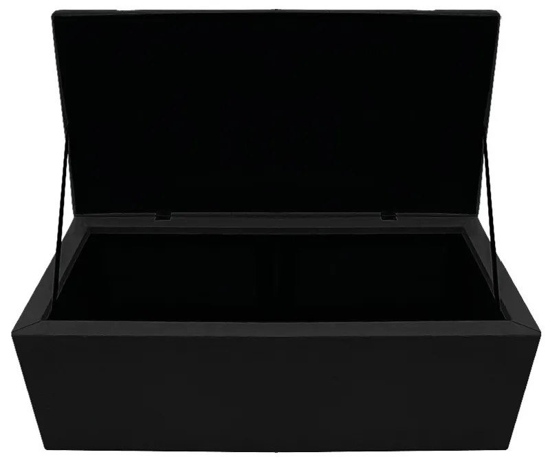 Recamier Baú Estofada Mel 90 cm Solteiro Com Capitonê  Suede Preto - ADJ Decor