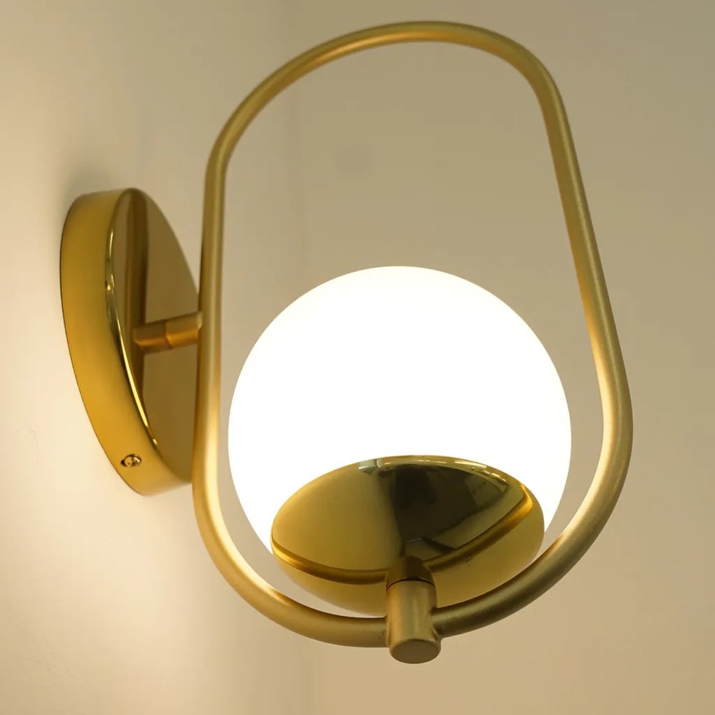 Arandela Elo 12X16X35Cm Aluminio E Globo 01Xg9 - Qimporta Ar2302 (CHAMPANHE / DOURADO BRILHO)