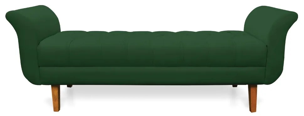 Recamier Olinda Veludo Verde 160 cm Pés Chanfrado Castanhos - D'Rossi