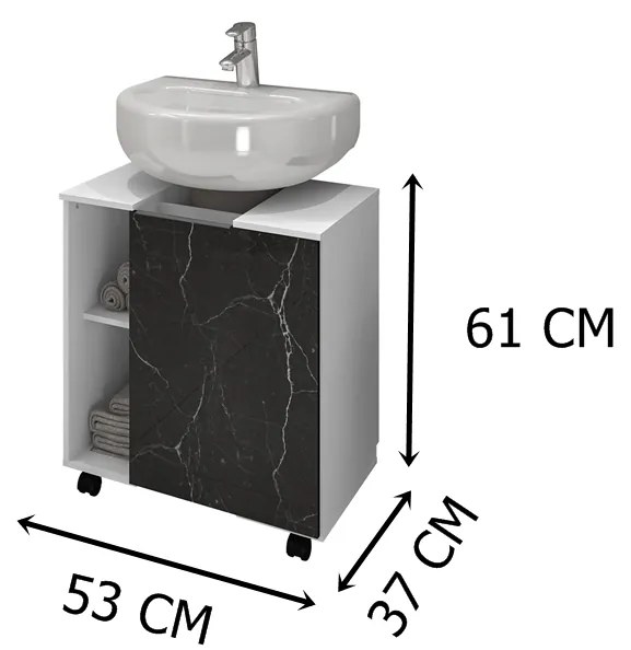 Gabinete Para Banheiro Pequin Branco/Nero – Bechara Móveis