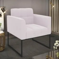 Poltrona Para Sala Base Industrial Preto Ana Bouclé Rosê - Ibiza