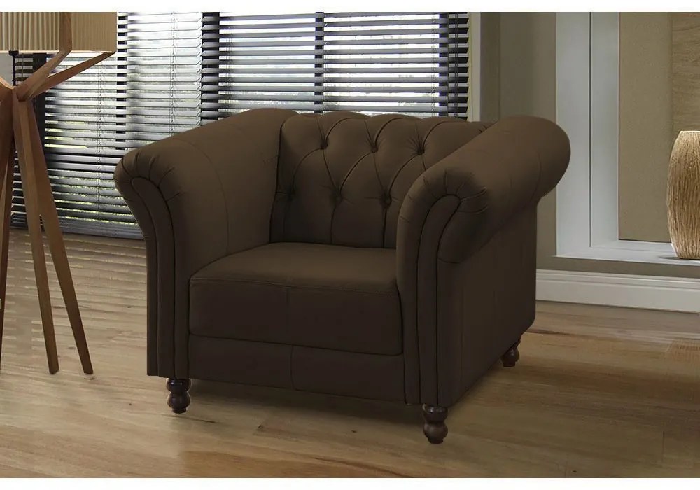 Kit 02 Poltronas Decorativa Maggiore Couro Conhaque G58 - Gran Belo