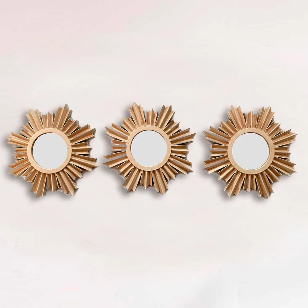 Kit 03 Espelhos Decorativo Moldura Creme - D'Rossi