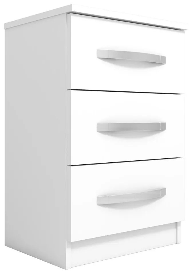 Mesa de Cabeceira 3 Gavetas Quarto Design Domus Branca