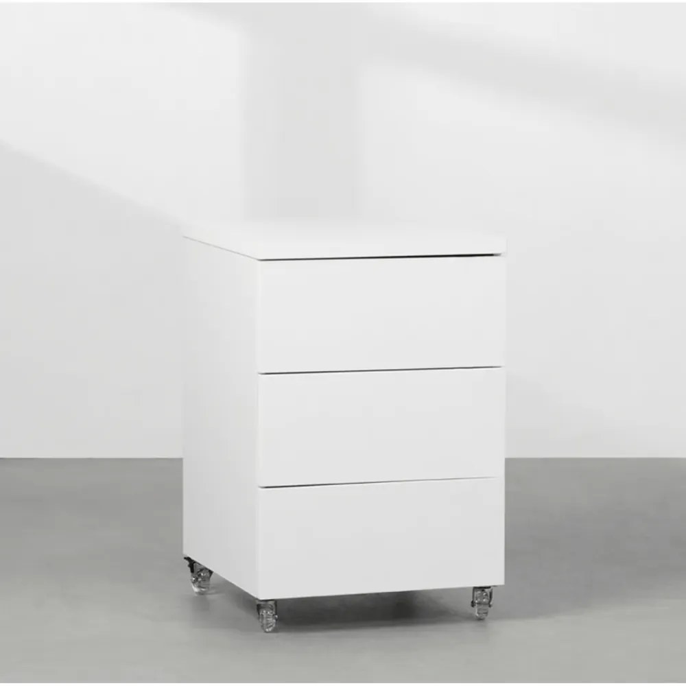 Gaveteiro Contemporâneo New 3 Gavetas Branco - 42,5cm