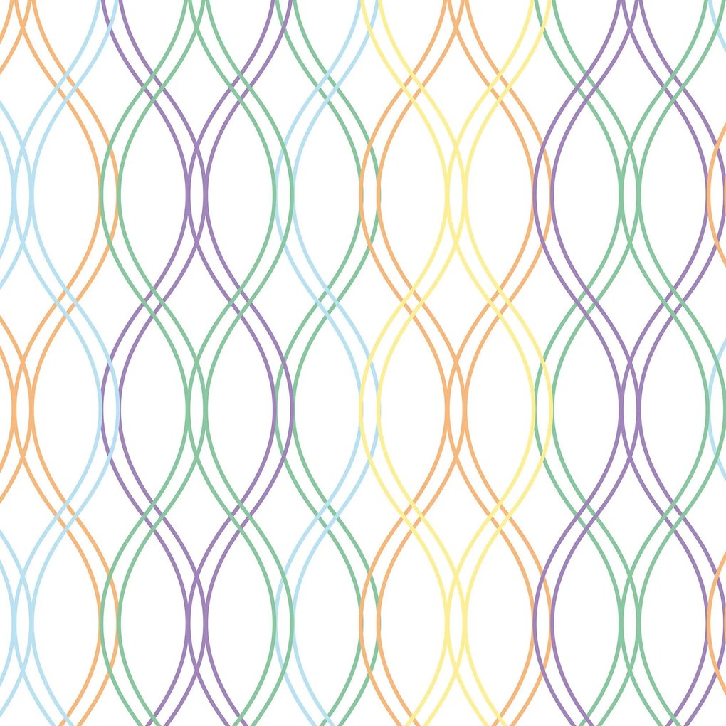 Adesivo geométrico linhas verde roxo laranja e azul