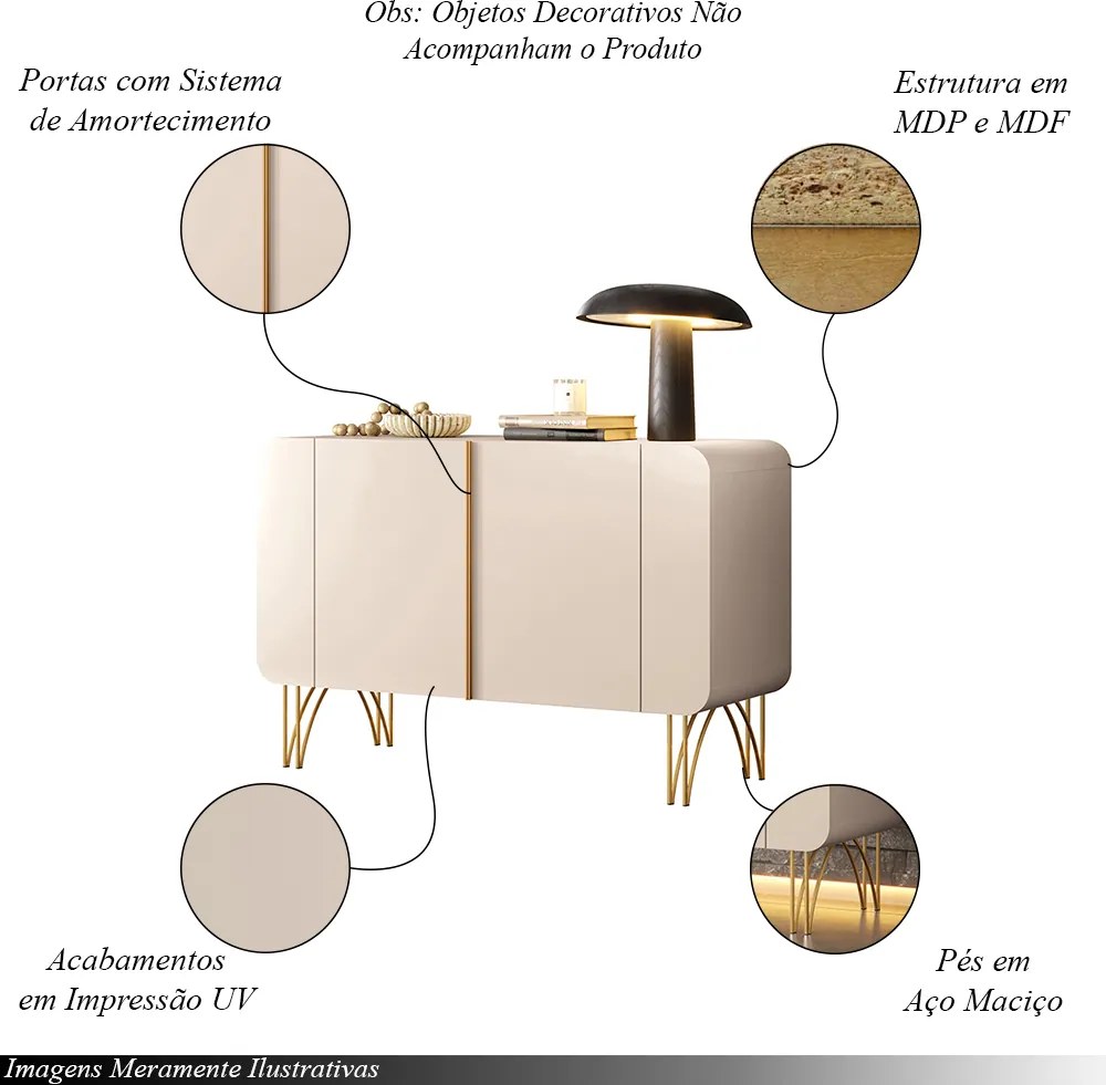 Conjunto 1 Cristaleira e 1 Buffet Decorativo Texas/Bambino Off White G26 - Gran Belo 