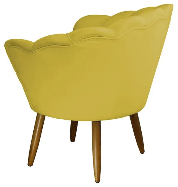 Kit 2 Poltronas Decorativas Pétala Pés Palito Suede Amarelo - Sheep Estofados