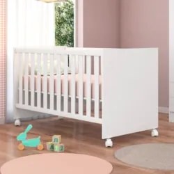 Berço Americano Mini Cama Com Rodízios Doce Sonho Branco - Qmovi