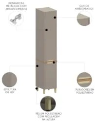 Paneleiro Armário de Cozinha 40cm 2 Portas Marina Cinammon L01 - Mpoze