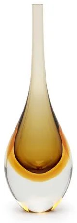 Gota Mini Alta Bicolor Fumê com Âmbar Murano Cristais Cadoro