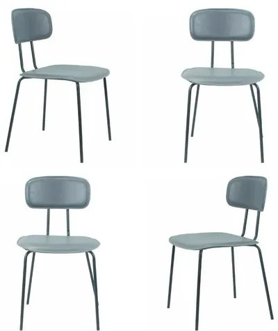 Kit 04 Cadeiras New York Courino Cinza Base Aço - 73356 Sun House