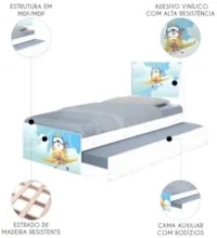 Cama Solteiro Infantil Com Auxiliar 188x88cm Aviador K06 - Mpozenato