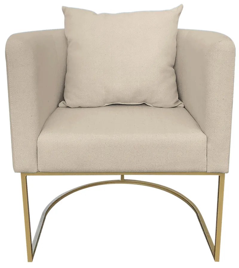 Poltrona Paola Linho Base Metálica Dourado D03 - D'Rossi - Grosso Bege A19