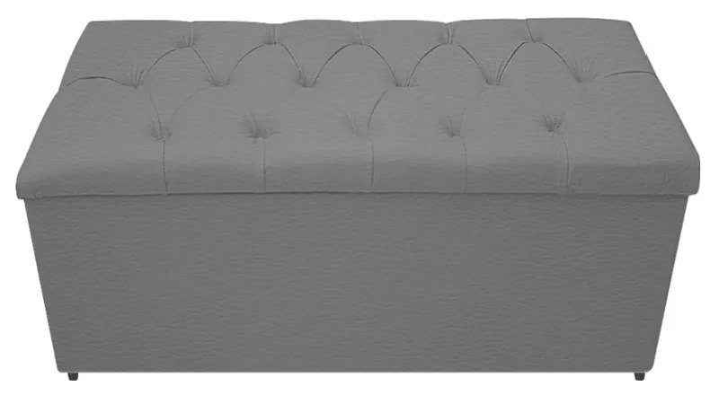 Kit Cabeceira e Calçadeira Baú Estofada Mel 90 cm Solteiro Com Capitonê Corano Cinza - ADJ Decor