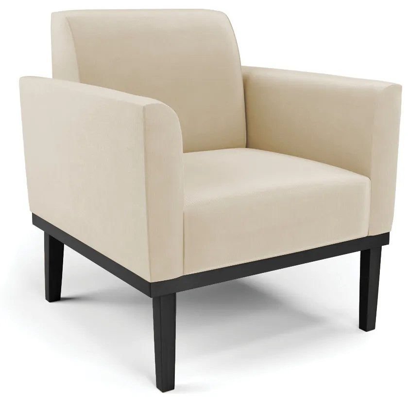 Sofá Namoradeira com Poltrona Base de Madeira Fixa Preto Marisa Suede  D03 - D'Rossi - Bege