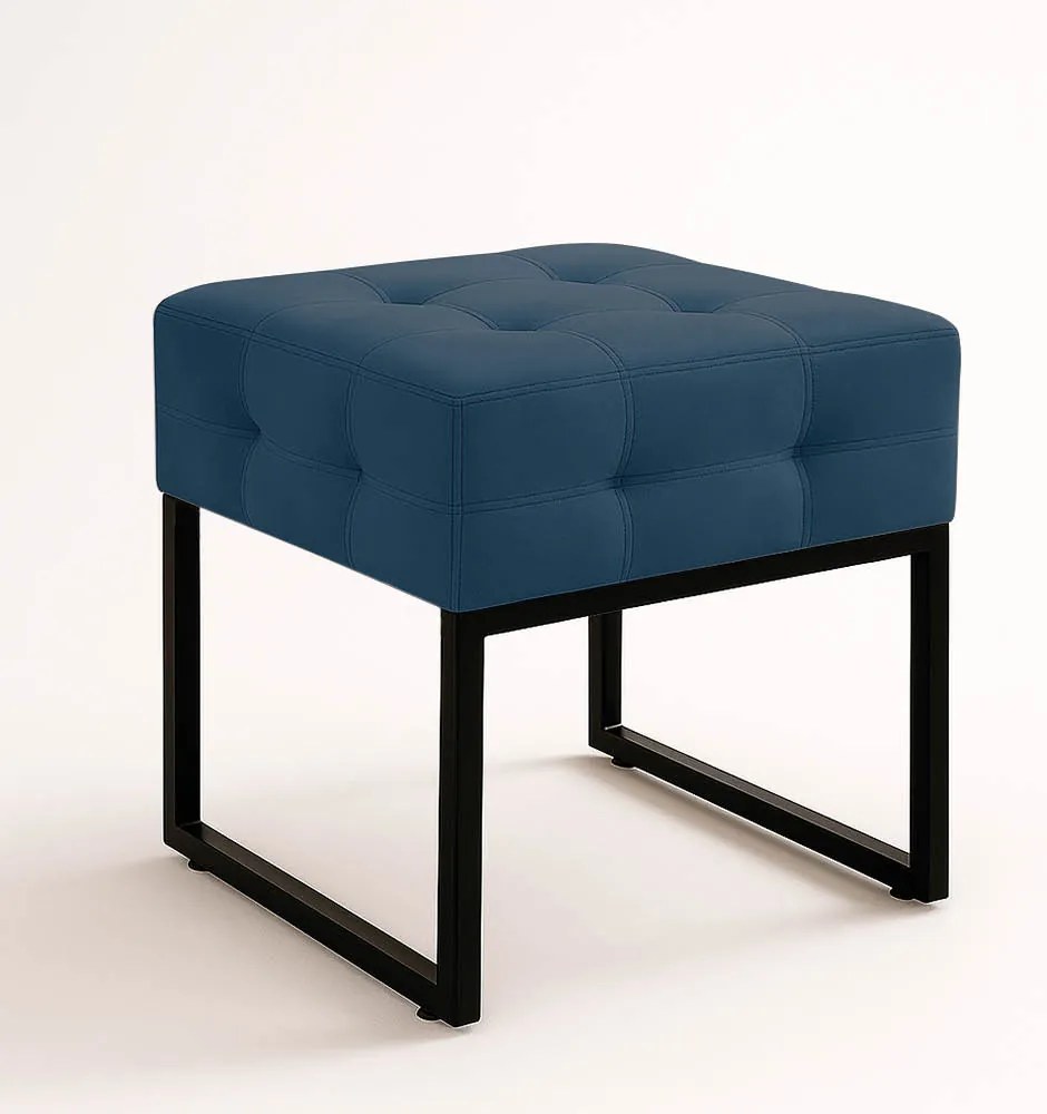 Puff Sala Decorativo Industrial Elisa Suede D03 - D'Rossi - Azul Marinho