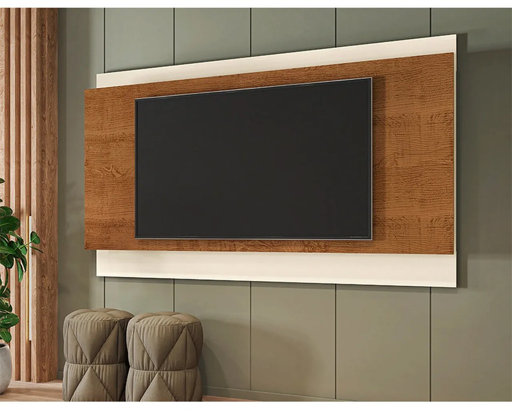 Painel de TV 180cm Arcade Nature/Off White - Mobler - Marrom