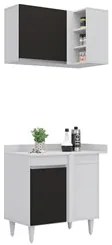 Armário de Cozinha Modulado de Canto Esquerdo 4 Peças CP48 com Pia Ino