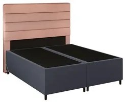 Cabeceira com Base Cama Box Casal Queen 158x198 Hit ID5 Suede Cinza/Li