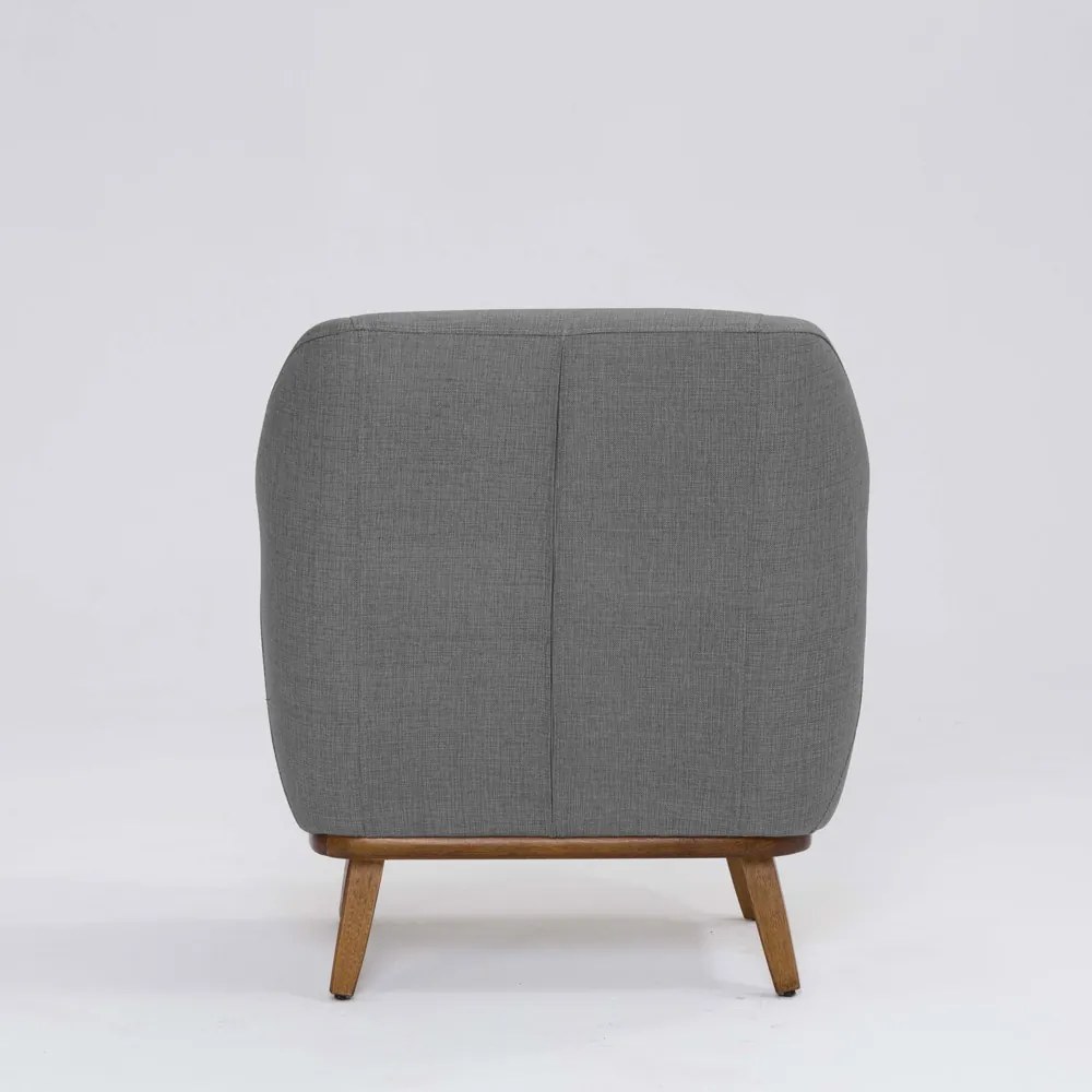 Poltrona Decorativa Pauline D07 Base Madeira Linho Mescla Cinza - D'Rossi