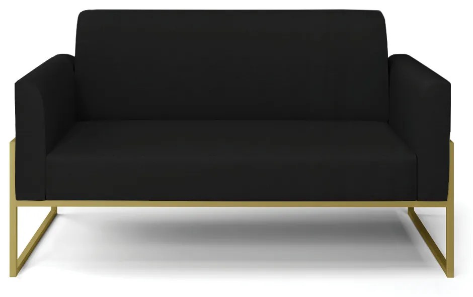 Sofá Namoradeira Base Industrial Alta Dourado Marisa Linho D03 - D'Rossi - A79 Preto