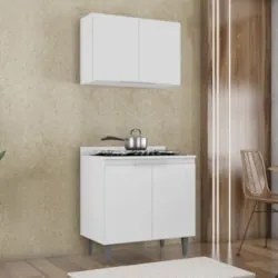 Armário de Cozinha e Balcão Cooktop Pérola Z34 Branco - Mpozenato