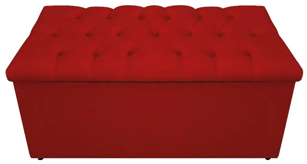 Recamier Baú Estofada Mel 90 cm Solteiro Com Capitonê  Suede Vermelho - ADJ Decor