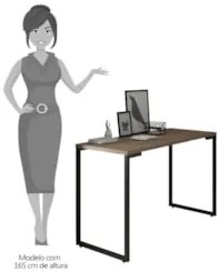 Mesa Escritório 120cm Estilo Industrial New Port Z34 Castanho - Mpozen