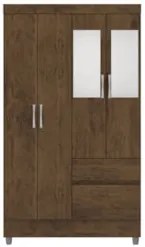 Guarda Roupa Solteiro 103cm Com Espelho Mayra Imbuia Rústico V02 - Mpo