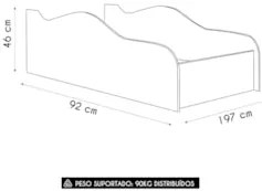 Cama Solteiro Infantil Baixa Para Colchão 188x88cm Unicórnio K06 - Mpo