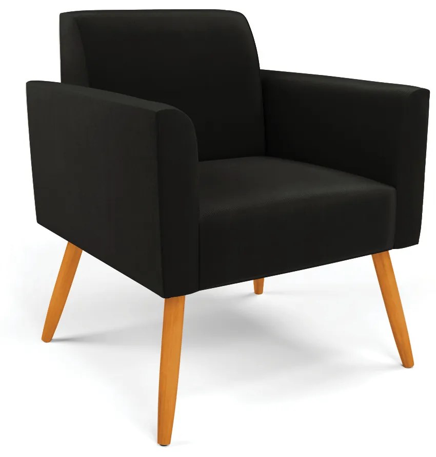 Sofá Namoradeira com 2 Poltronas Pés Palito Castanho Marisa Suede Preto D03 - DRossi