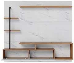 Painel para TV 58 Pol com Bancada Goiás C05 Calacatta/Freijó/Branco Ne