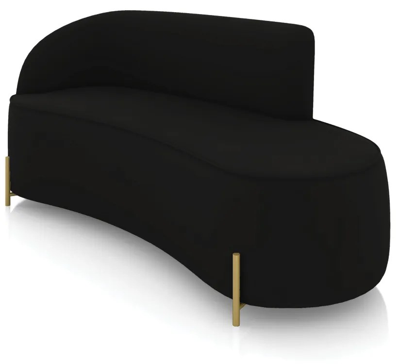 Sofá 3 Lugares Orgânico 180cm Pé em Aço Dourado Morgan Veludo D03 - D'Rossi - Preto