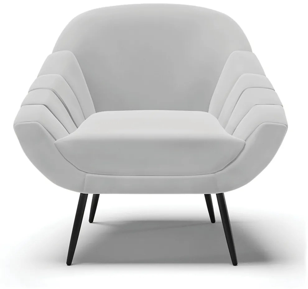 Kit 02 Poltronas Giovana Suede Pés Palito de Ferro Preto D03 - D'Rossi - Cinza
